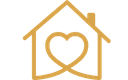 Logo of the Servi home company that is a house with a heart in the middle